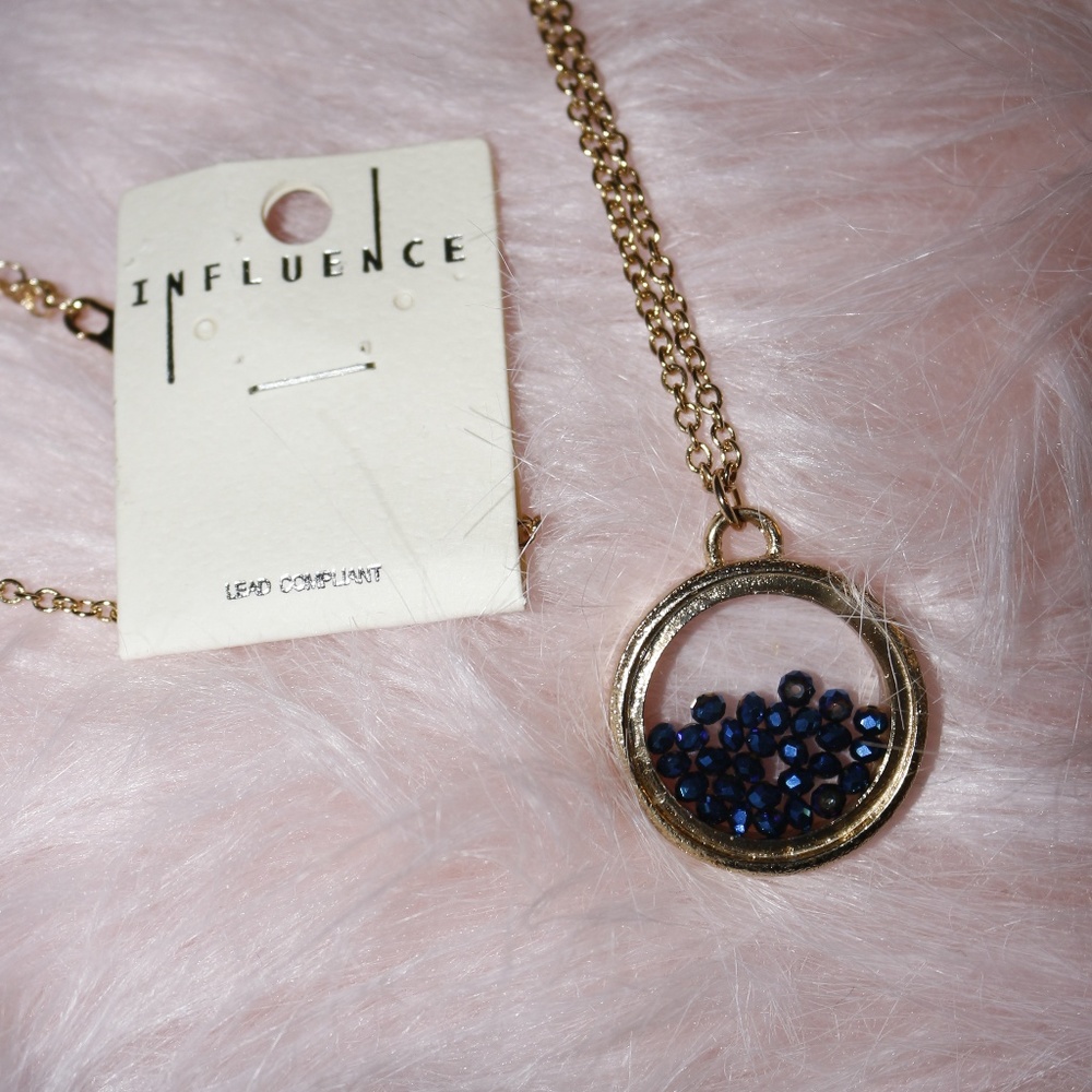 Influence Floating Charm Blue Bead Necklace NWT
